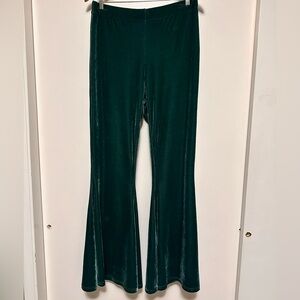 Killstar Women’s Dark Green Velvet Flared Pants Sz L